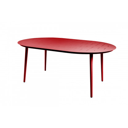 Inari Mesa De Jardín Ovalada De Aluminio Rojo Para 6 Personas 180x120xh75cm- Mobiliario De Jardín_0