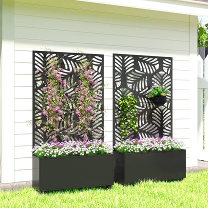 Outsunny Jardinera Exterior Grande De Metal Con Ruedas Y Pantalla Negro_4