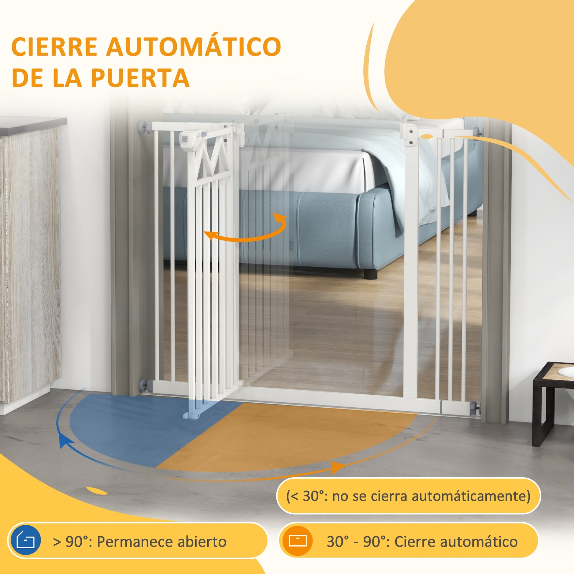 Pawhut Barrera De Seguridad Extensible Con Cierre Automático 74-100x76 Cm Blanco_5