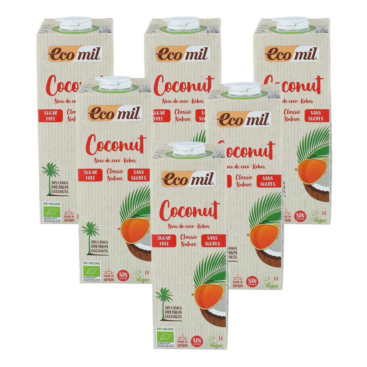 Pack 6x Bebida vegetal de Coco Classic Nature BIO Ecomil 1 L