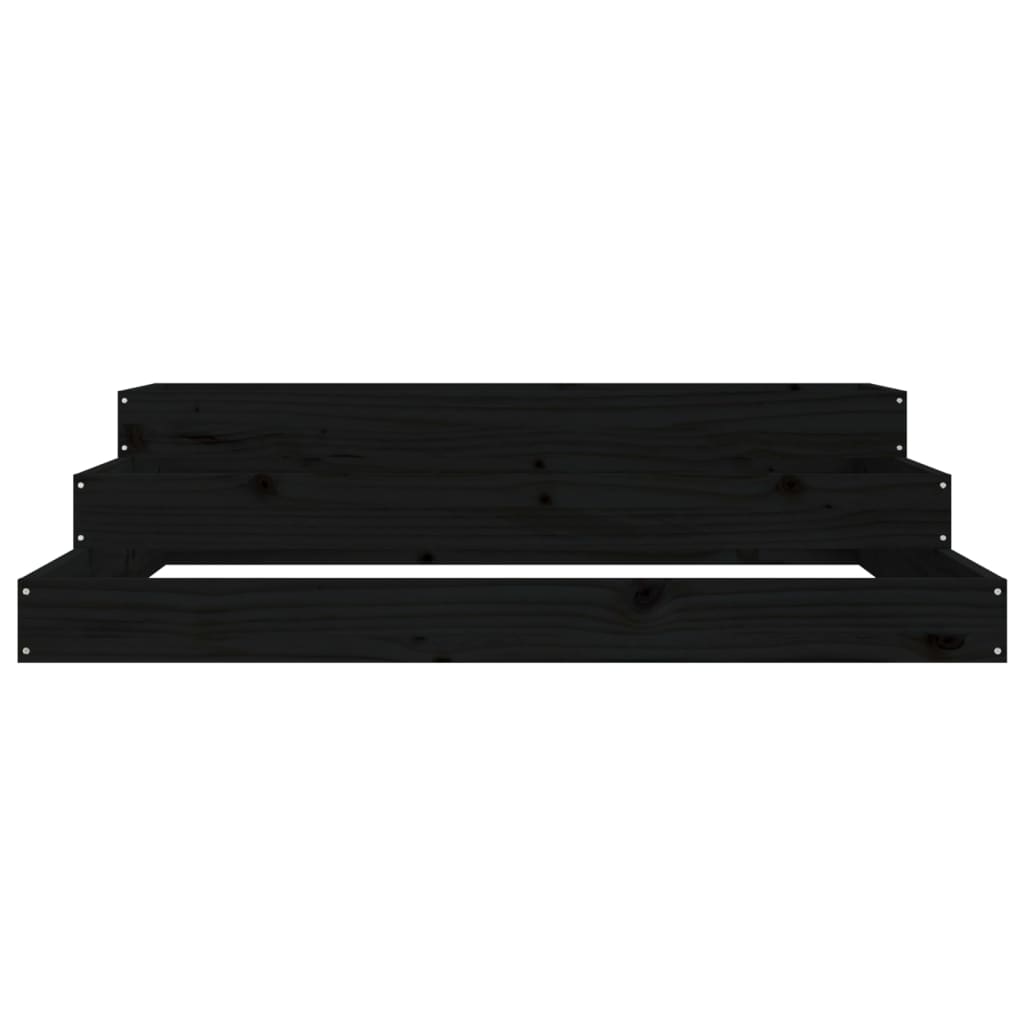 Jardinera Madera Maciza De Pino Negro 107x107x27 Cm_3
