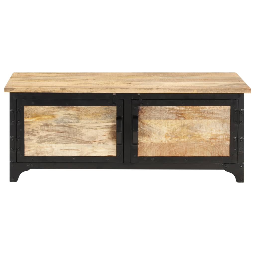 Mesa De Centro De Madera Maciza De Mango 90x50x35 Cm_1