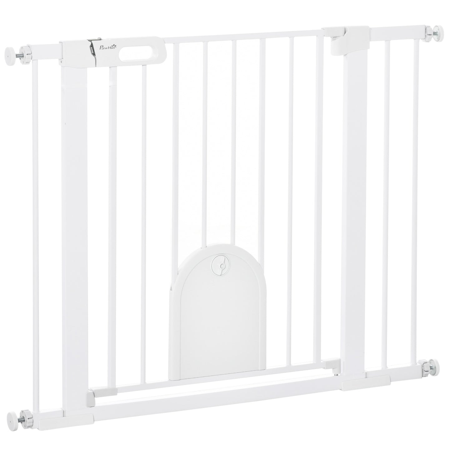 Pawhut Barrera De Seguridad 75-103cm Con 2 Extensiones Cierre Automático Blanco_0