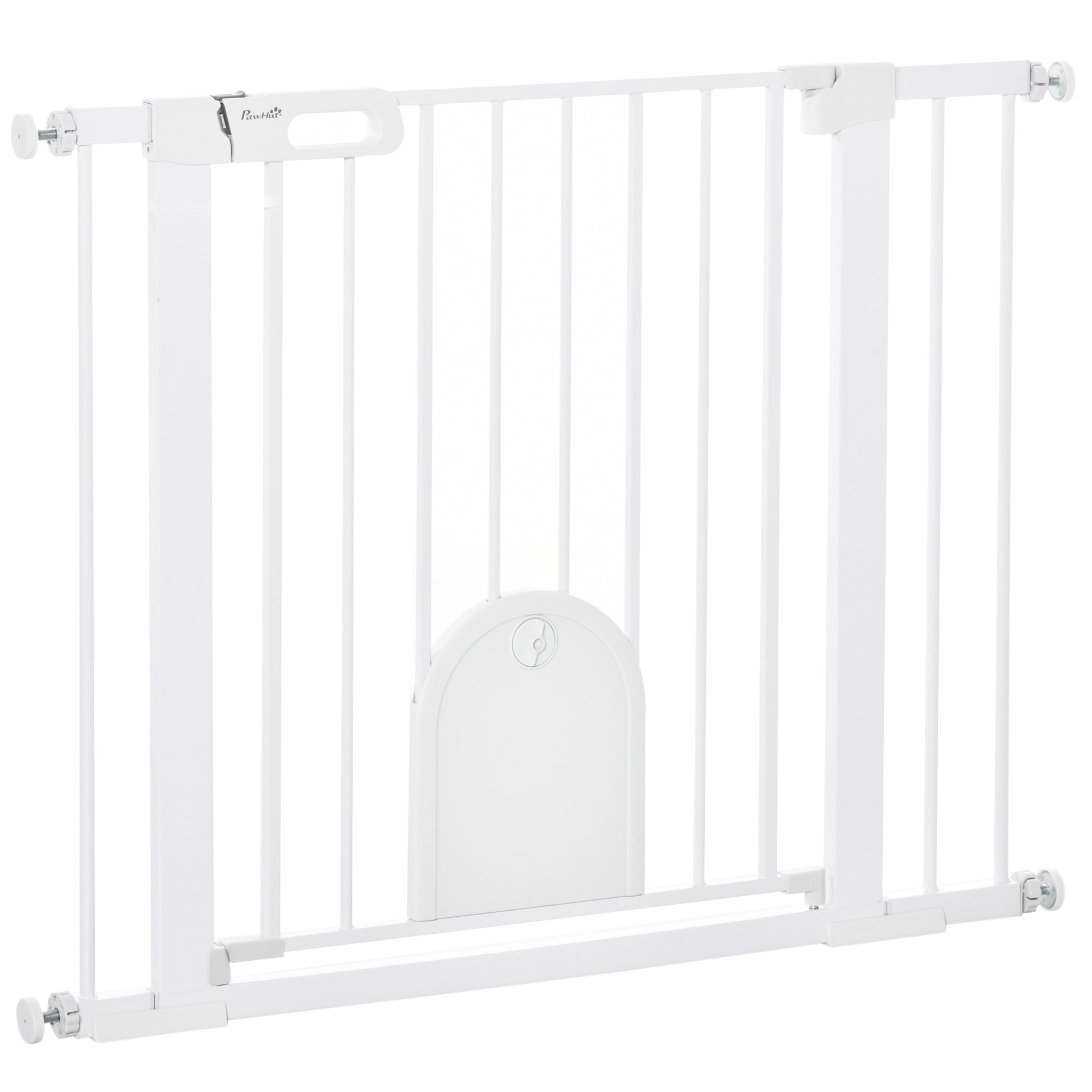Pawhut Barrera De Seguridad 75-103cm Con 2 Extensiones Cierre Automático Blanco_0