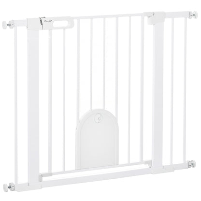 Pawhut Barrera De Seguridad 75-103cm Con 2 Extensiones Cierre Automático Blanco_0