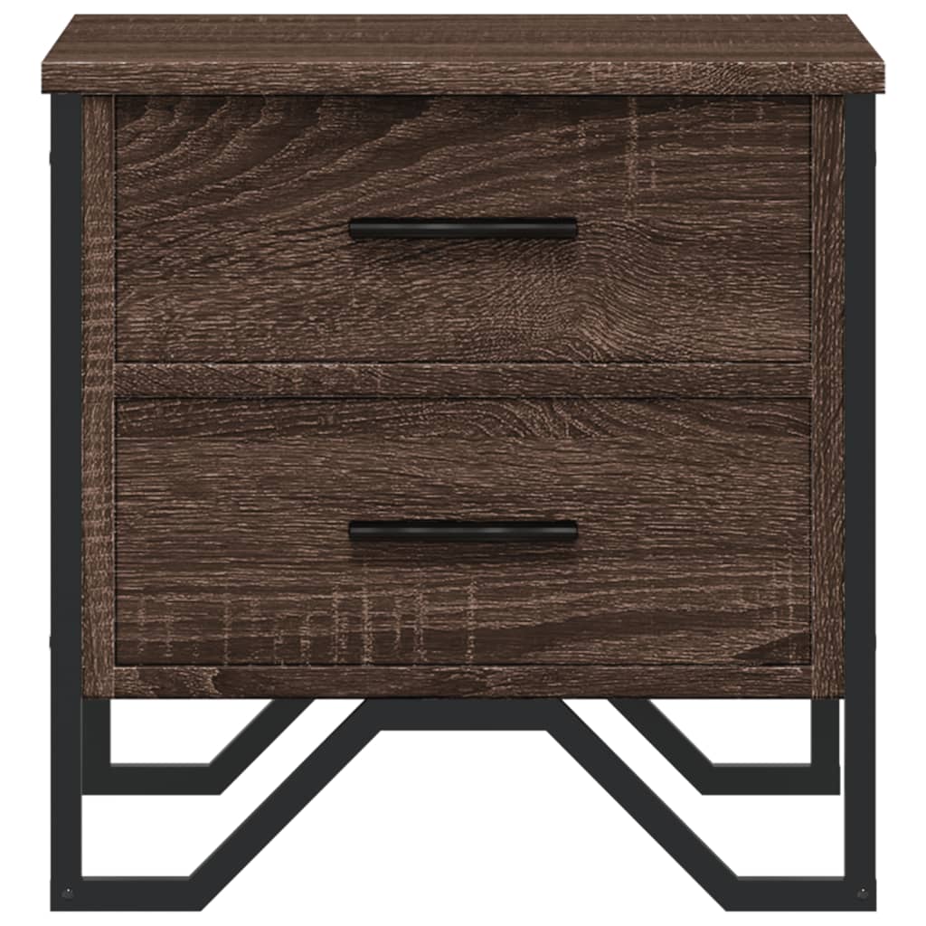 Mesita De Noche Madera De Ingeniería Marrón Roble 40x41x40 Cm_3