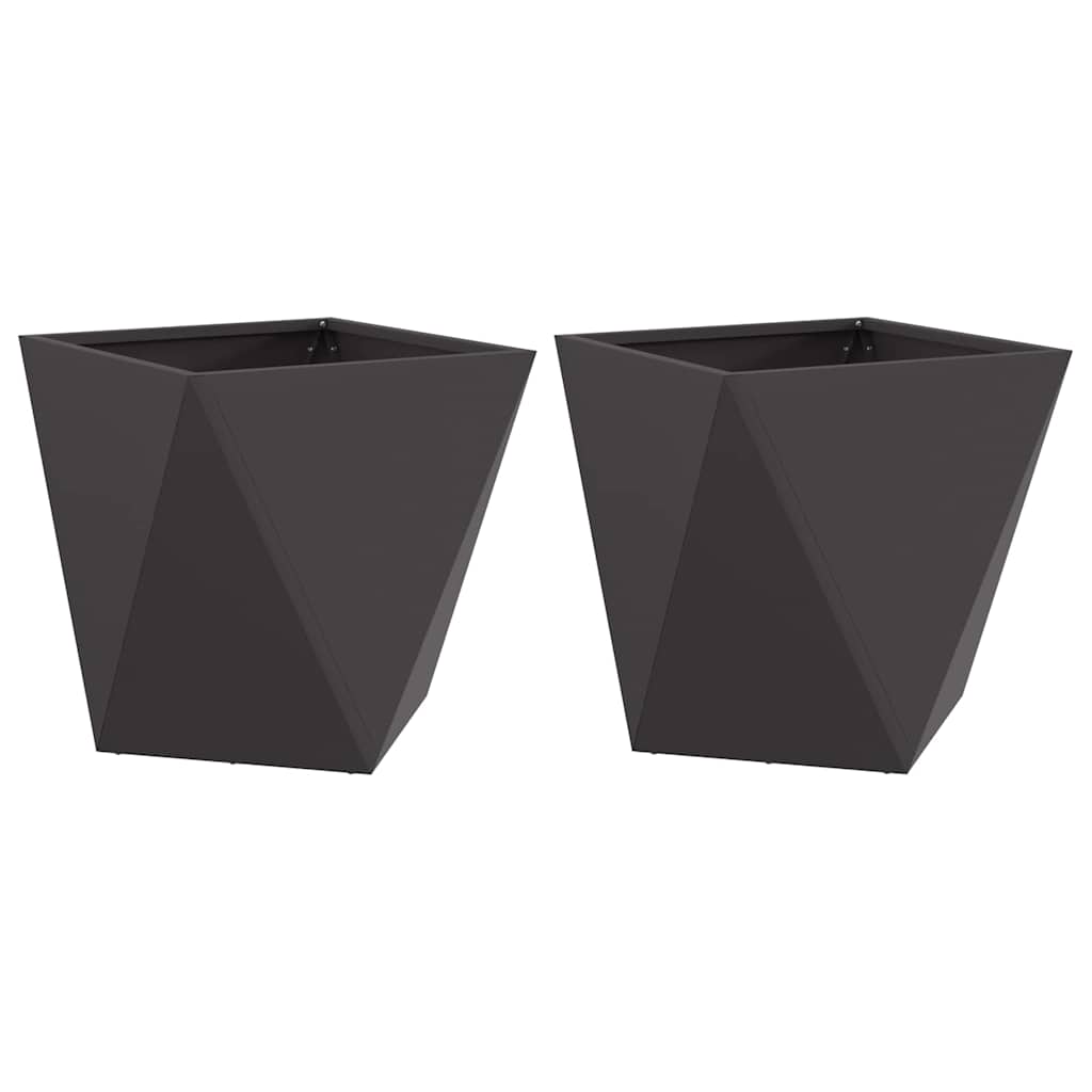 Jardinera 2 Uds. Negro 40 X 40 X 40 Cm Acero_0