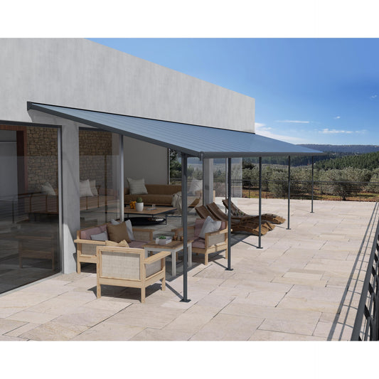 Pérgola adosada Sierra 299x739 m gris