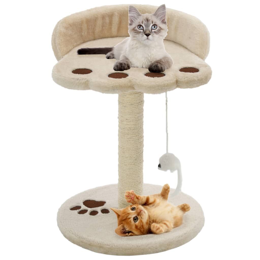 Vidaxl Rascador Para Gatos Con Poste De Sisal 40 Cm Beige Y Marrón_1