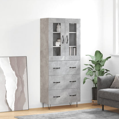 Aparador Alto Madera Contrachapada Gris Hormigón 69,5x34x180 Cm_0