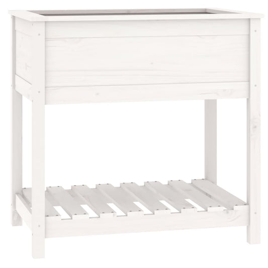 Jardinera Con Estante Madera Maciza De Pino Blanco 82,5x54x81cm_0