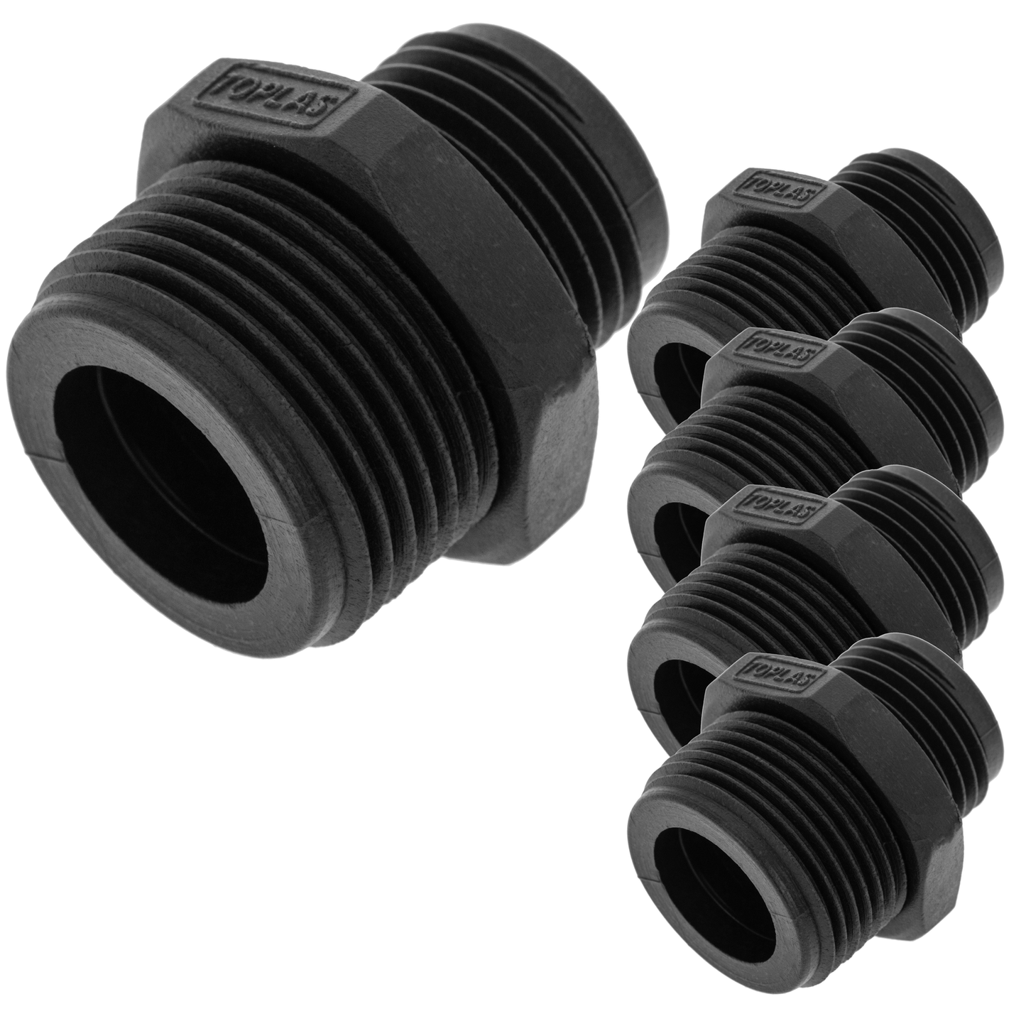 Pack De 5 Unidades Machón Reductor De Polipropileno De 3/4“ X 1/2“ Para Sistema De Riego_0