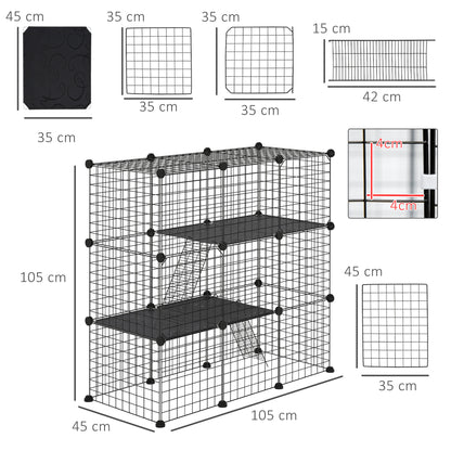 Jaula Para Animales Pequeños De 31 Paneles Pawhut 105x45x105 Cm Negro_2