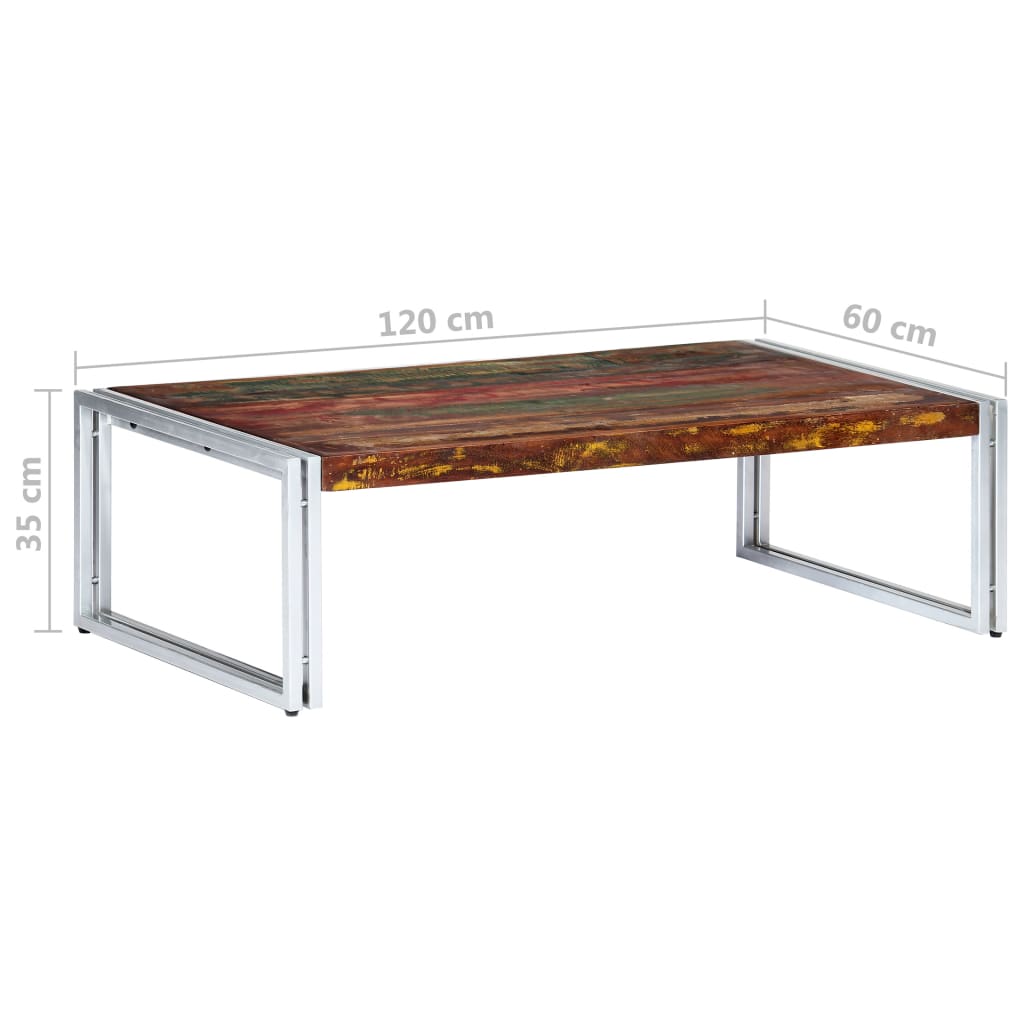 Mesa De Centro De Madera Maciza Reciclada 120x60x35 Cm_4