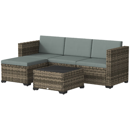 Outsunny Conjunto Muebles Jardín Exterior De Ratán 5 Piezas Cojines Gris Claro_4