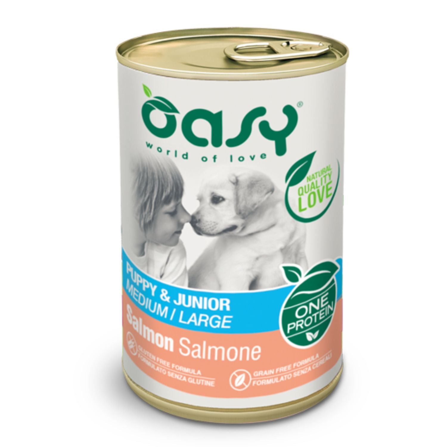 Comida Oasy Para Perro Puppy M/l De Salmon (lata 400g)_0