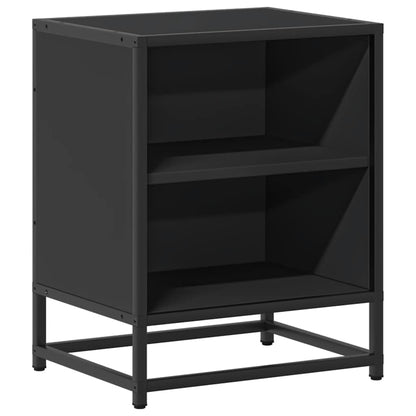 Mesita De Noche Madera Ingeniería Negro 40x31x50 Cm Metal_0