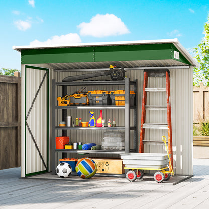 Outsunny Caseta De Jardín Exterior 2,7 M² 234x132x185 Cm Triple Puerta Verde_3