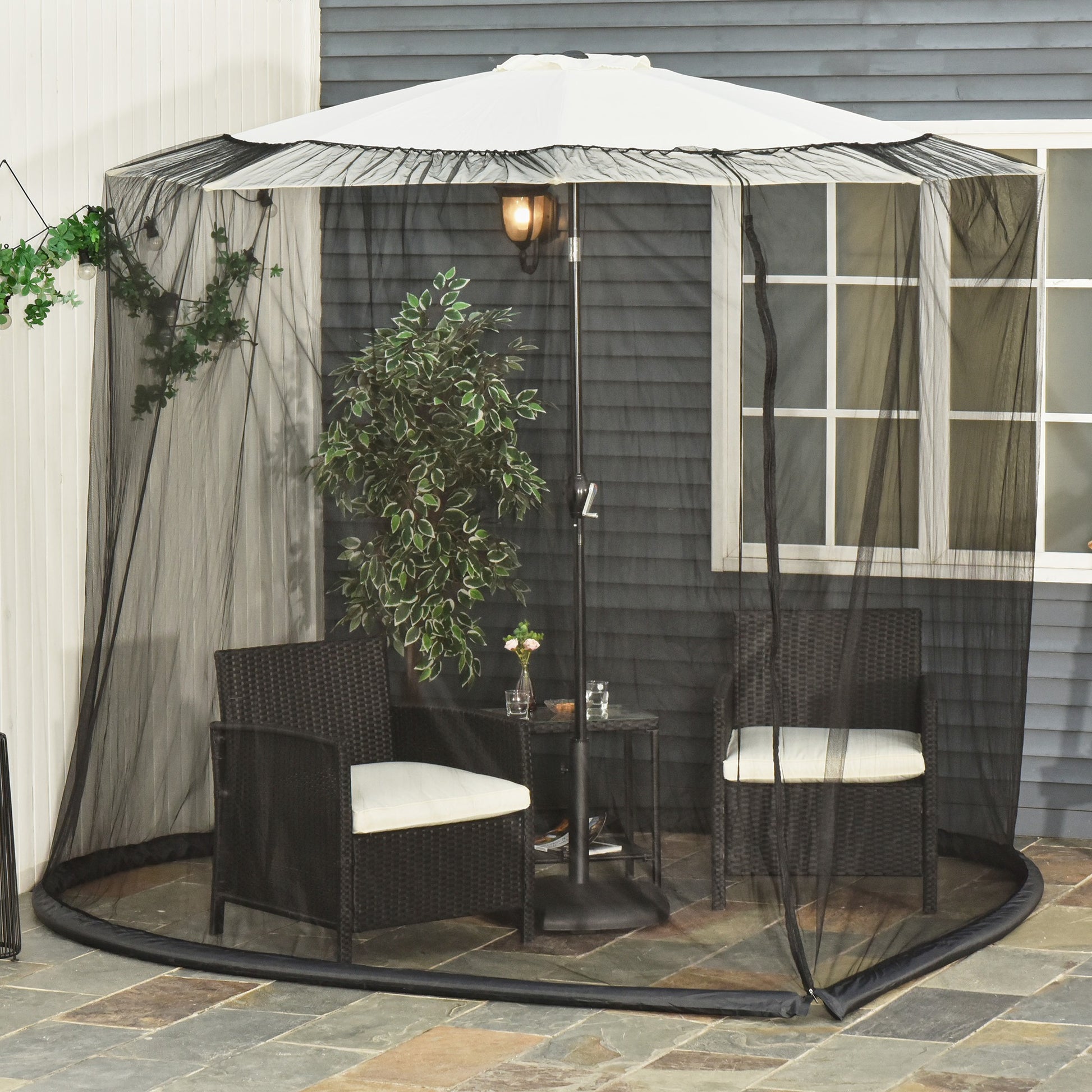 Outsunny Mosquitera Para Sombrillas Ø3 M Con Cremallera Tubo Rellenable De Agua_1