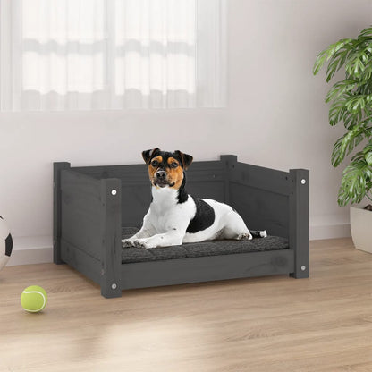 Cama Para Perros Madera Maciza De Pino Gris 55,5x45,5x28 Cm / Vetonek_0