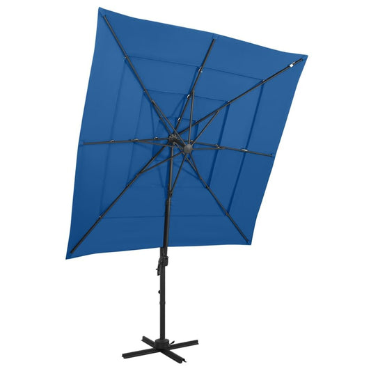 Vidaxl Sombrilla Jardín 4 Niveles Palo Aluminio Azul Celeste 250x250cm_0