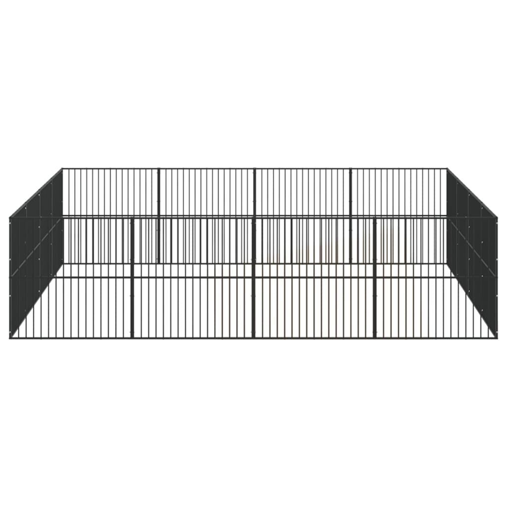 Vidaxl Corralito Para Perros Con 16 Paneles Acero Galvanizado Negro_4
