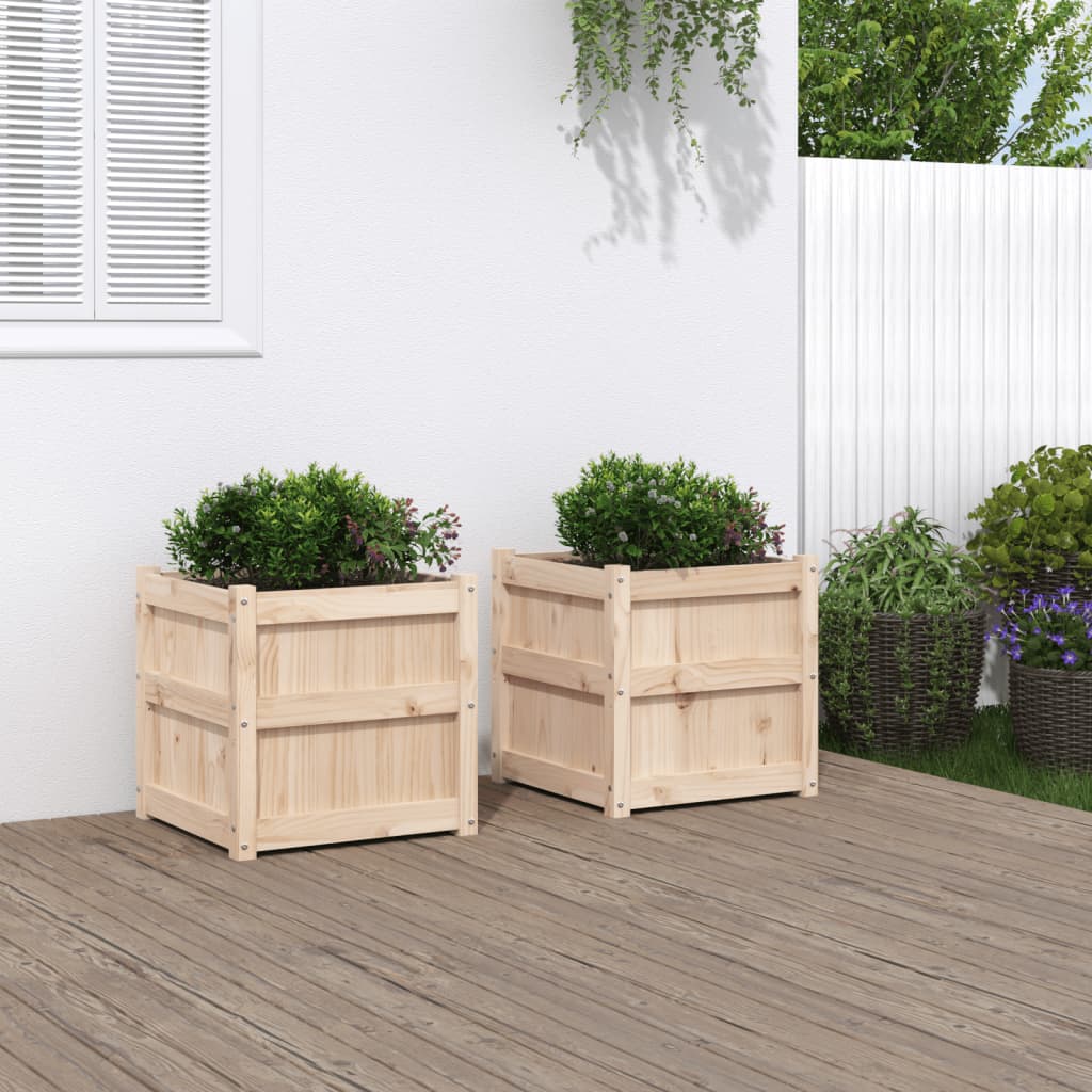 Jardineras De Exterior 2 Unidades Madera Maciza De Pino_1
