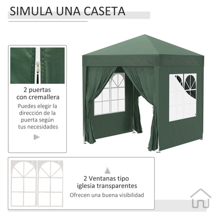 Outsunny Carpa Plegable 2x2m Exterior Con 4 Paredes Y Bolsa De Transporte Verde_4