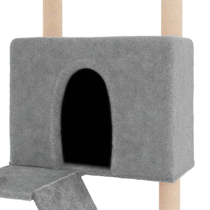 Vidaxl Rascador Para Gatos Con Postes De Sisal Gris Claro 143 Cm_5