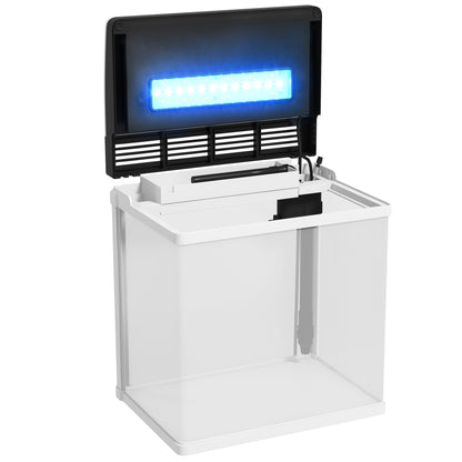 Pawhut Acuario De Cristal 13l Con Sistema De Filtro Luz Led 29x20x30,5 Cm Blanco_3