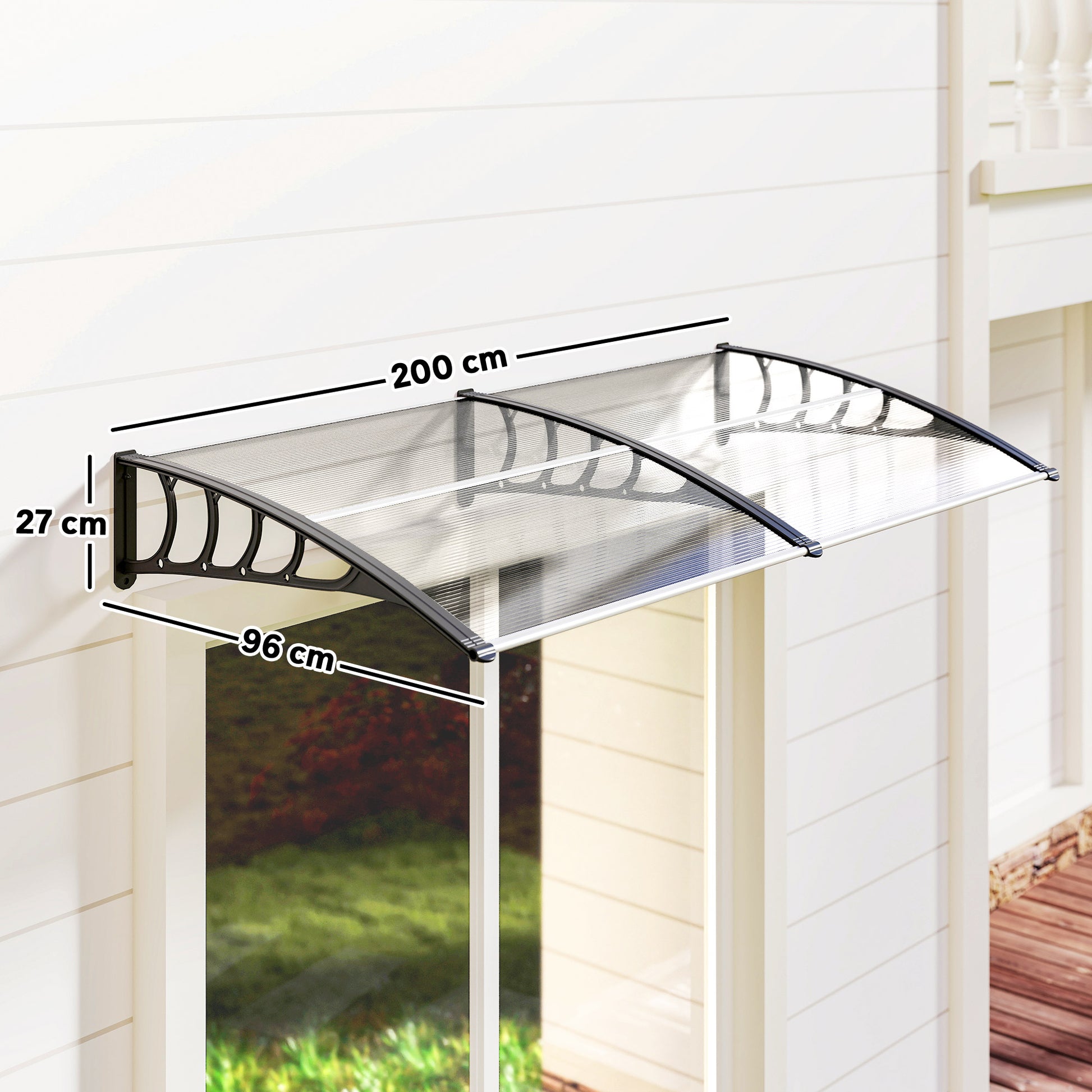 Outsunny Tejadillo De Protección 200x96 Cm Para Puertas Y Ventanas Transparente_2