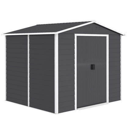 Outsunny Caseta De Jardín Exterior 4,4 M² 240x206x198 Cm Puerta Corredera Gris_0
