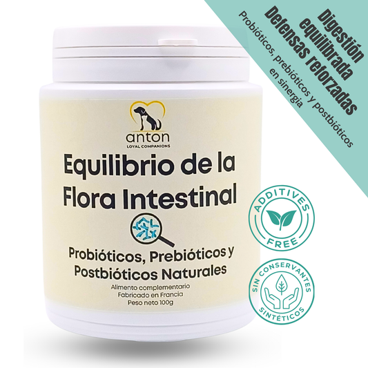 Suplemento natural para perros y gatos – Equilibrio Flora Intestinal Probióticos, Prebióticos y Postbióticos 100 g_0