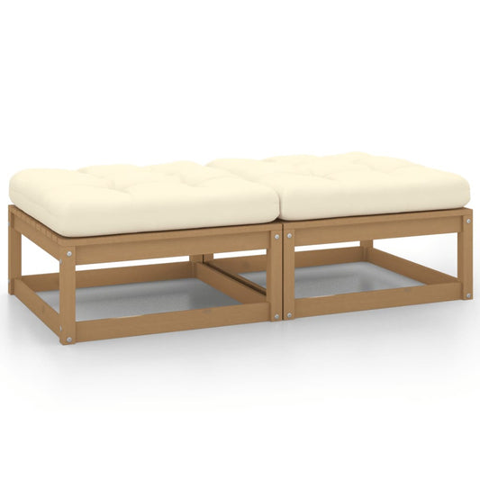 Vidaxl Taburetes De Jardín Con Cojines 2 Uds Madera Pino Marrón Miel_0