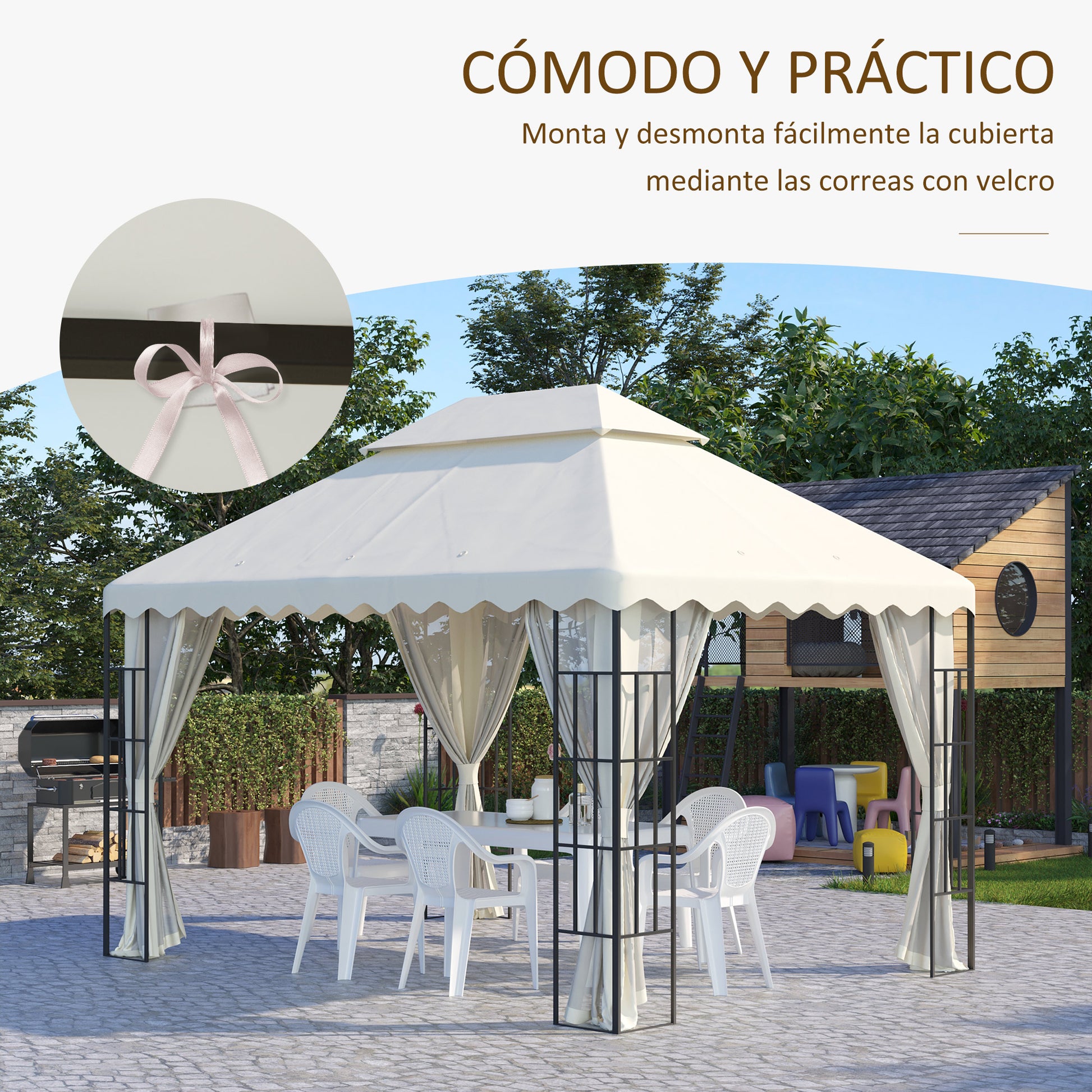 Outsunny Toldo De Repuesto Para Carpa 4x3 M Con Techo De Doble Ventilación_5