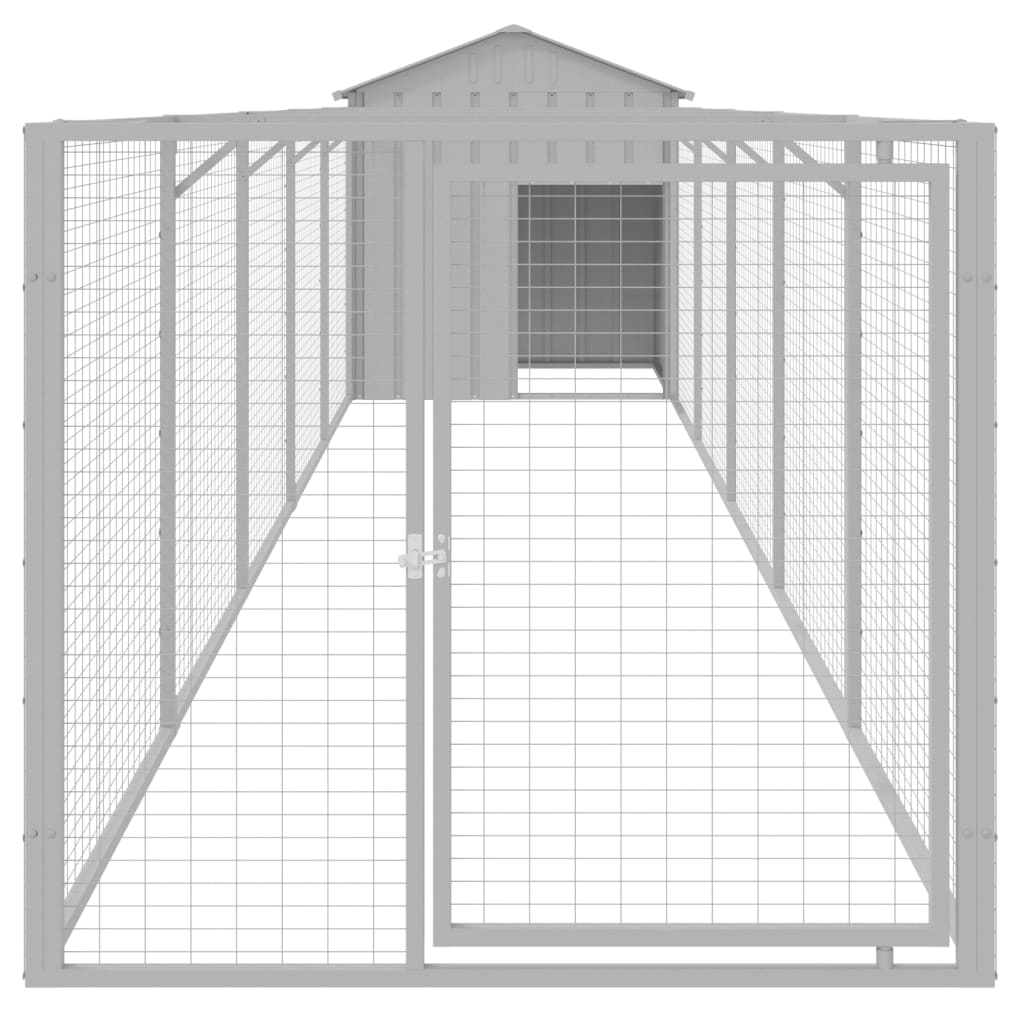 Caseta Perros Tejado Acero Galvanizado Gris Claro 117x609x123cm_2