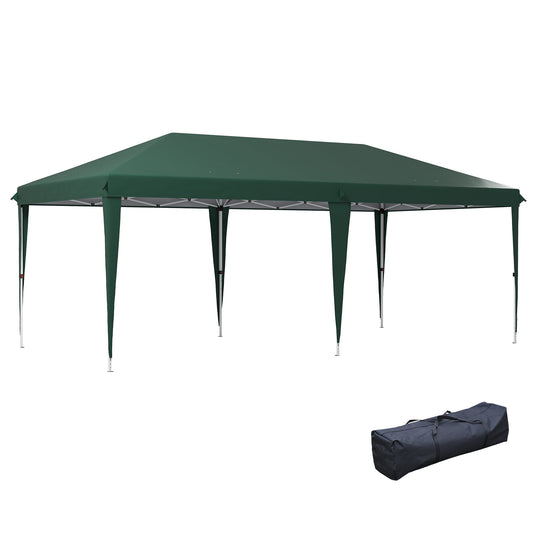 Outsunny Carpa Plegable 6x3 M Con Altura Ajustable En 3 Niveles Verde_0