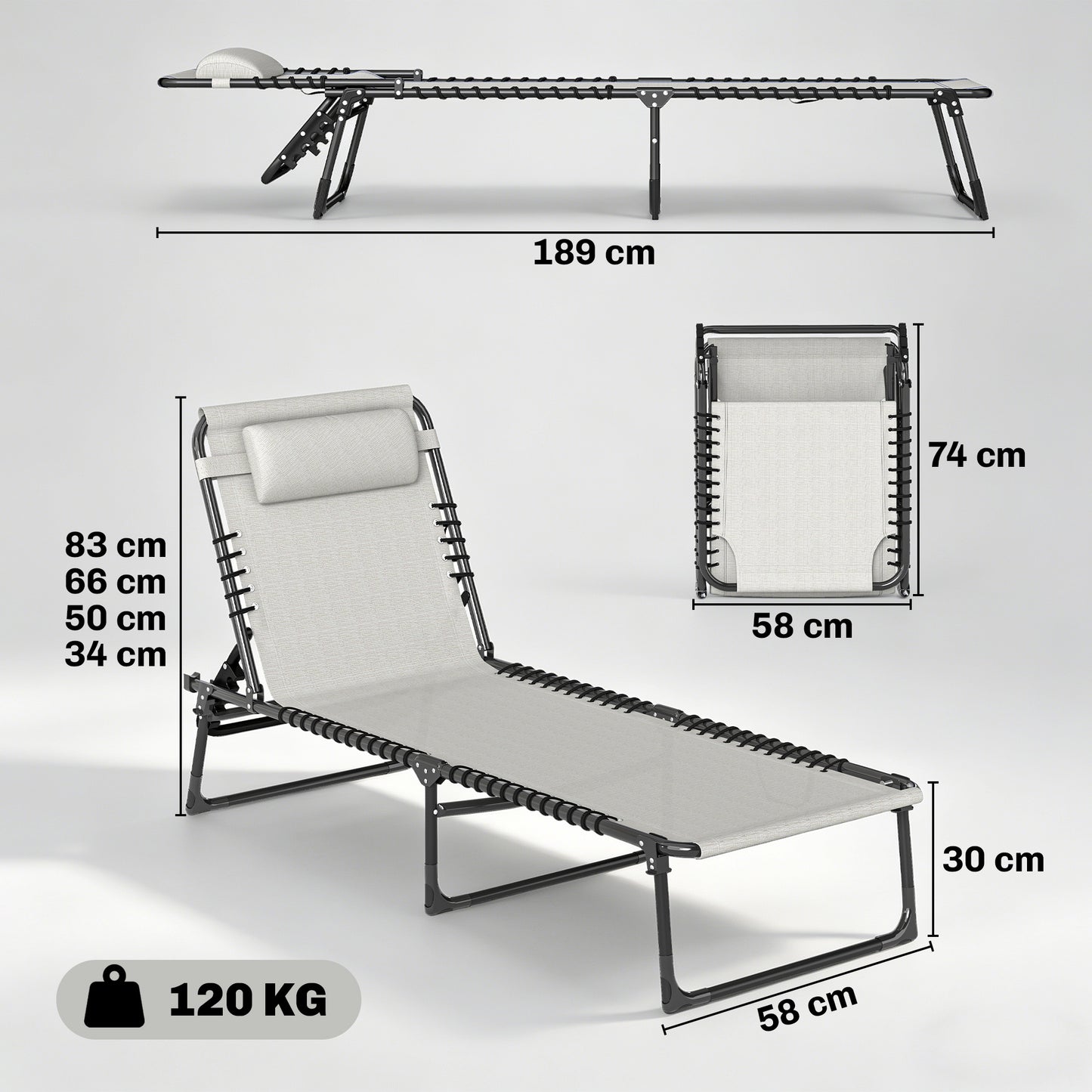 Outsunny Tumbona Plegable Y Ajustable De 4 Posiciones Con Sistema De Cordones_2