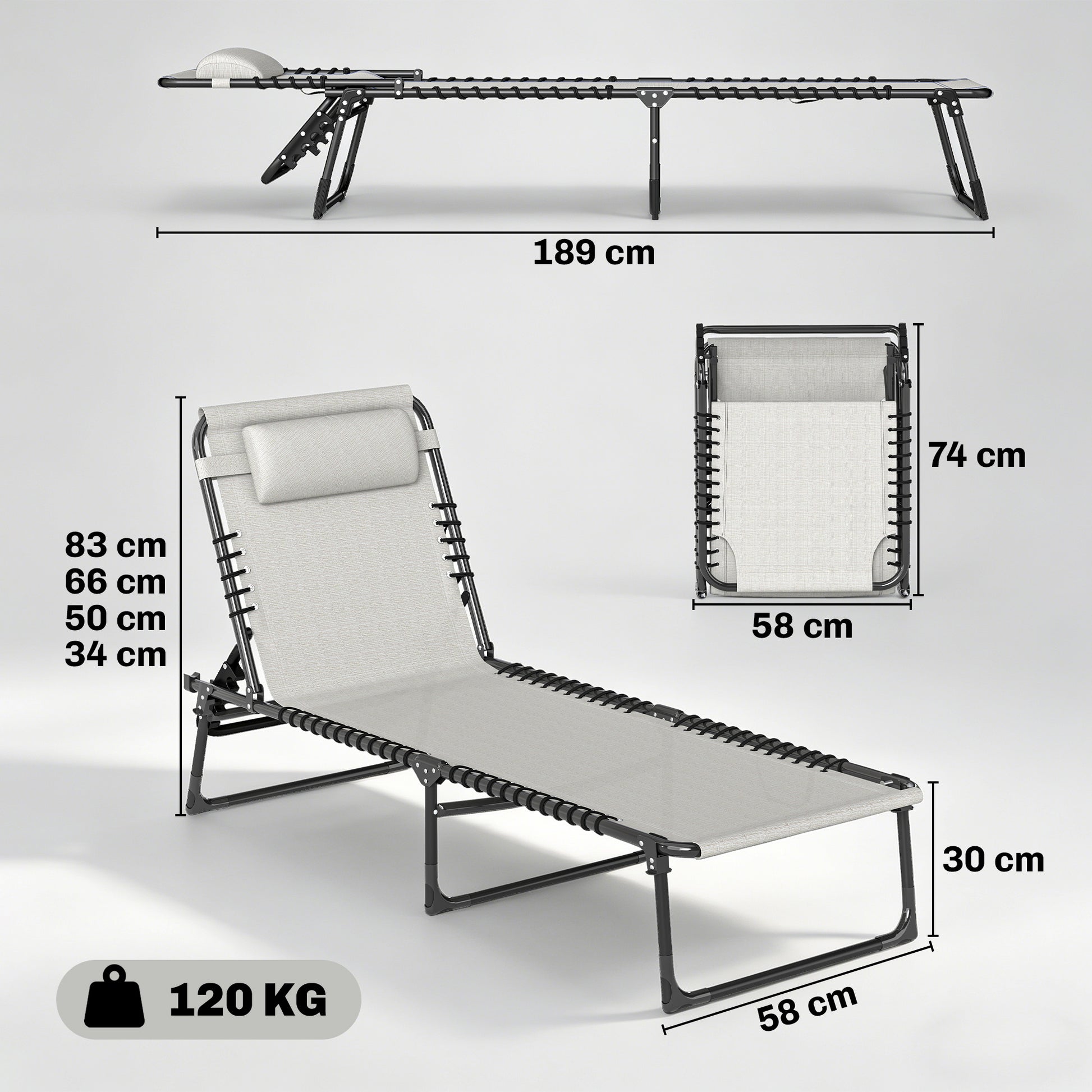 Outsunny Tumbona Plegable Y Ajustable De 4 Posiciones Con Sistema De Cordones_2