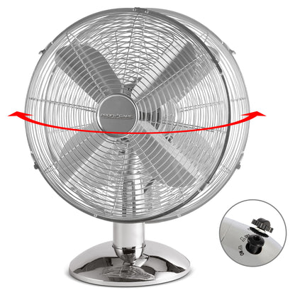 Ventilador De Mesa, Silencioso, Retro, Diámetro Exterior 30 Cm, 3 Velocidades, Oscilante, Proficare Vl 3063m