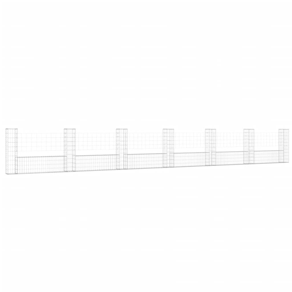 Cesta De Gaviones Forma De U 2 Postes De Hierro 740x20x100 Cm / Vetonek_1