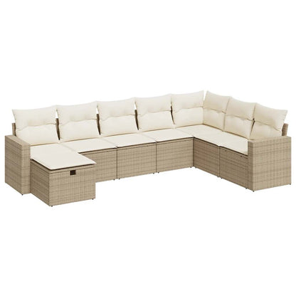 Set De Sofás De Jardín Y Cojines 8 Piezas Ratán Sintético Beige / Vetonek_2