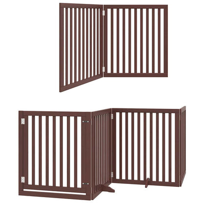 Vidaxl Puerta De Perros Plegable 12 Paneles Madera Álamo Marrón 960 Cm_2