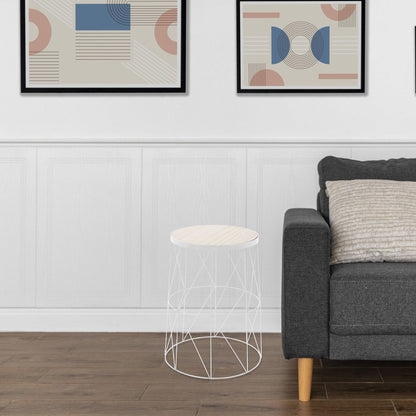 Well Home Mesa Auxiliar En Metal Color Blanco Ø28x37cm