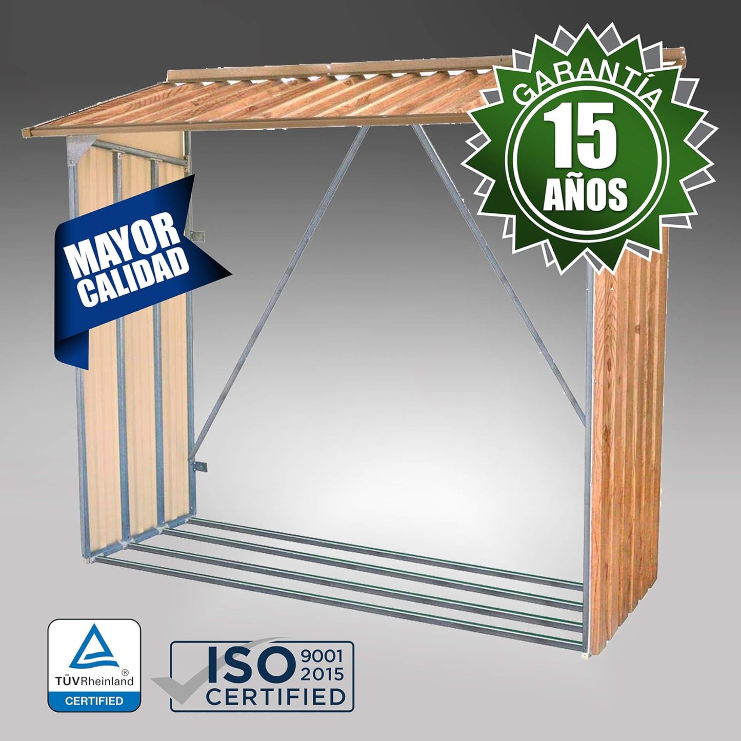 Duramax - Leñero Exterior - Metal - Imitación Madera_4