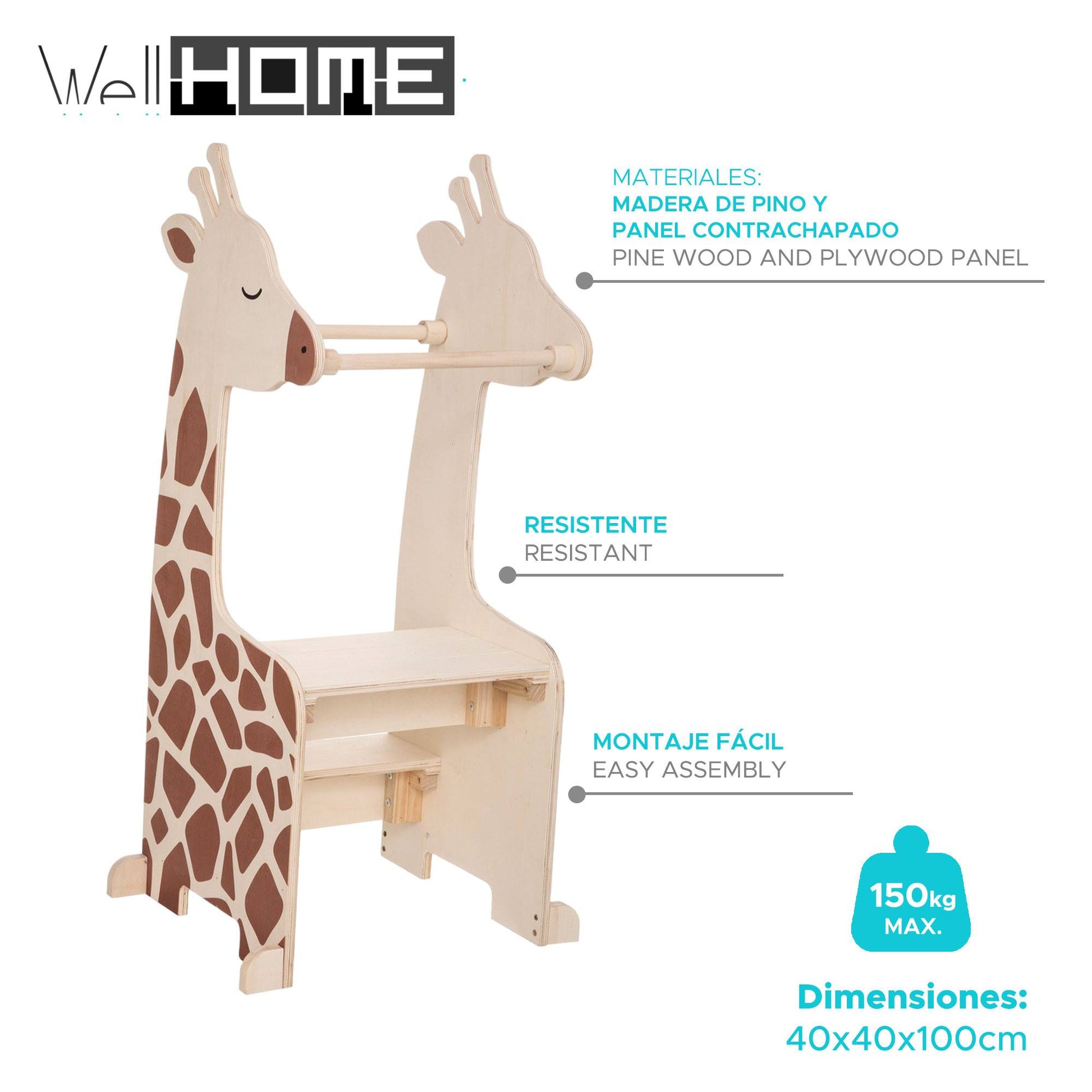Well Home Torre De Observación Para Niños Diseño Jirafa H.100cm