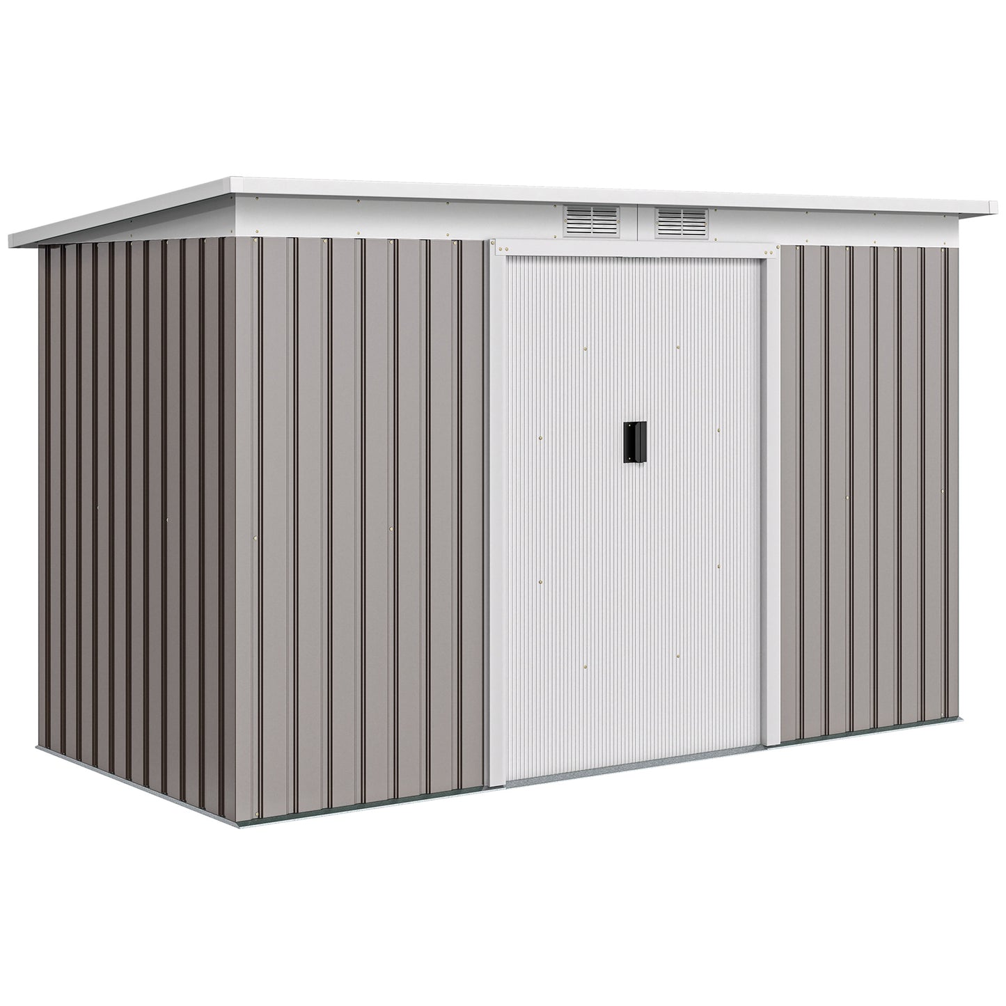 Outsunny Cobertizo De Jardín 280x130x172 Cm Base De 3,2 M² Con 2 Puertas Gris_0