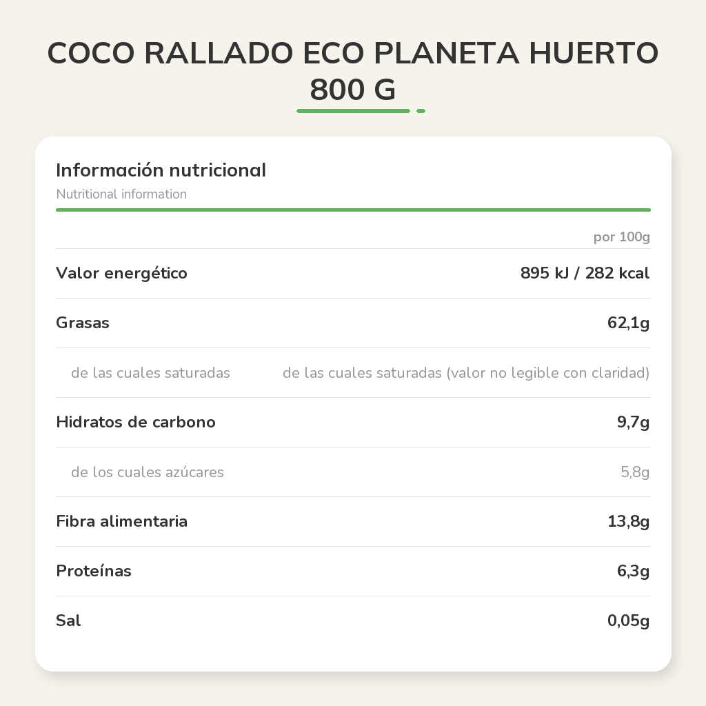 Información nutricional