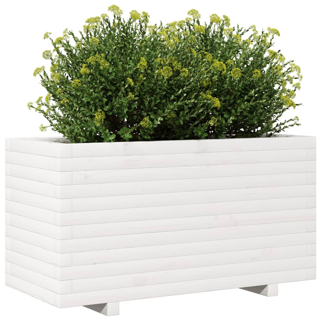 Jardinera Madera Maciza De Pino Blanco 90x40x49,5 Cm_3