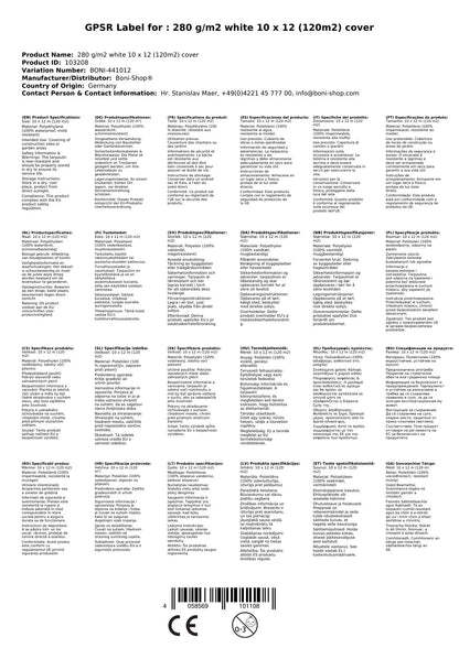 Lona Impermeable 10x12m (120m²), 280 G/m², Lona Protectora Blanca